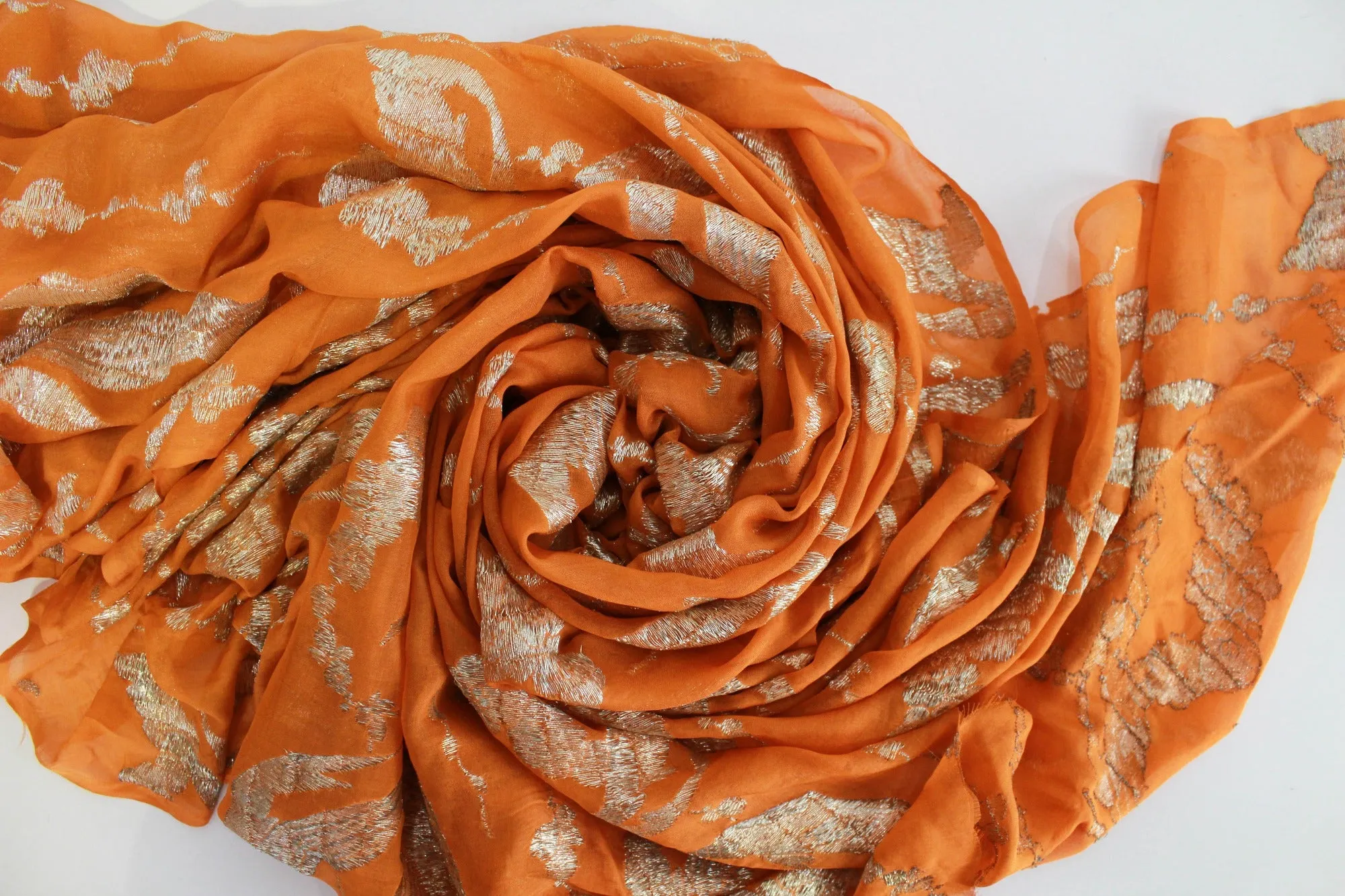 1920s Orange Silver Silk Lamé Sewing Fabric, 7 Yards