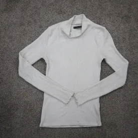 Abercrombie & Fitch Womens Pullover Sweater Mock Neck Solid White Size Small