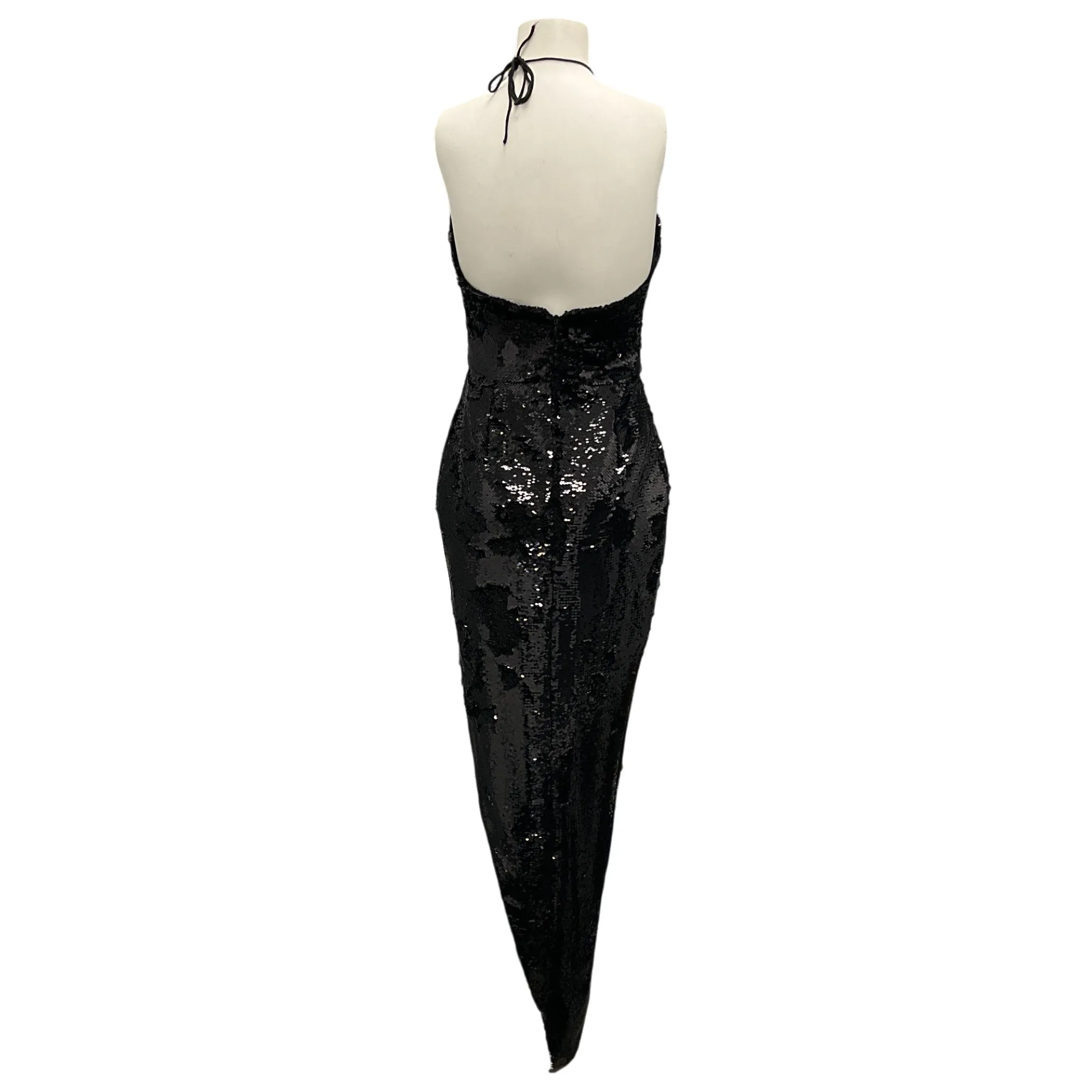 Alexandre Vauthier Black Sequined Halter Asymmetric Dress