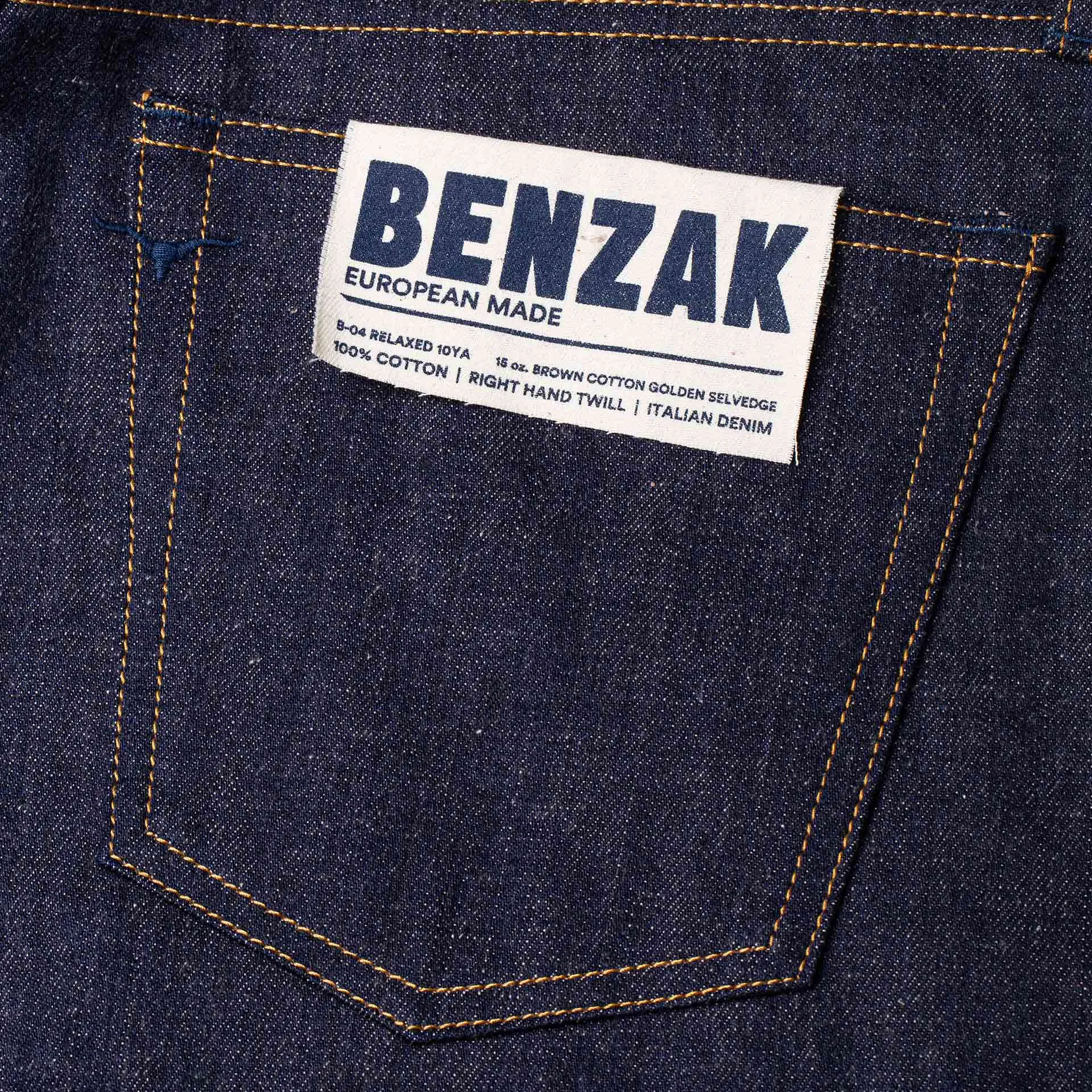 B-04 RELAXED 10YA 15 oz. brown cotton golden selvedge