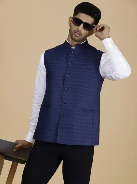 Blue Checked Regular Fit Modi Jacket | JadeBlue