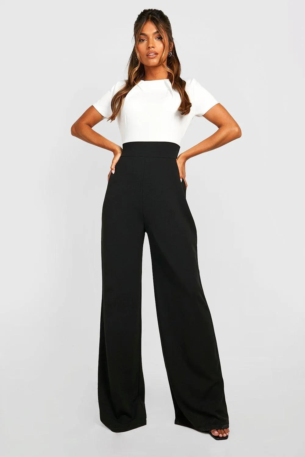 Boohoo Contrast Wide Leg Jumpsuit, Multicolor