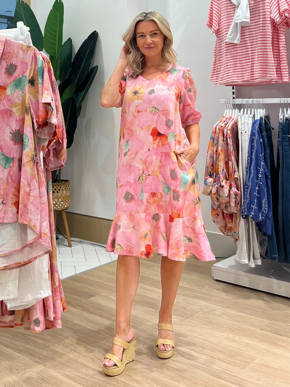 Brighton Floral Pink Poppy Dress - Multi