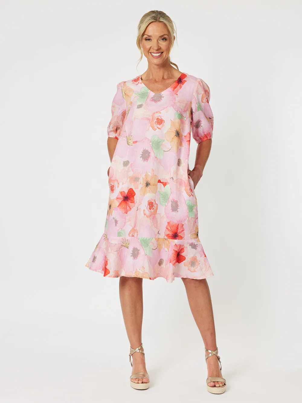 Brighton Floral Pink Poppy Dress - Multi