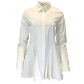 Christian Dior White Brocade Detail Peplum Hem Cotton Shirt