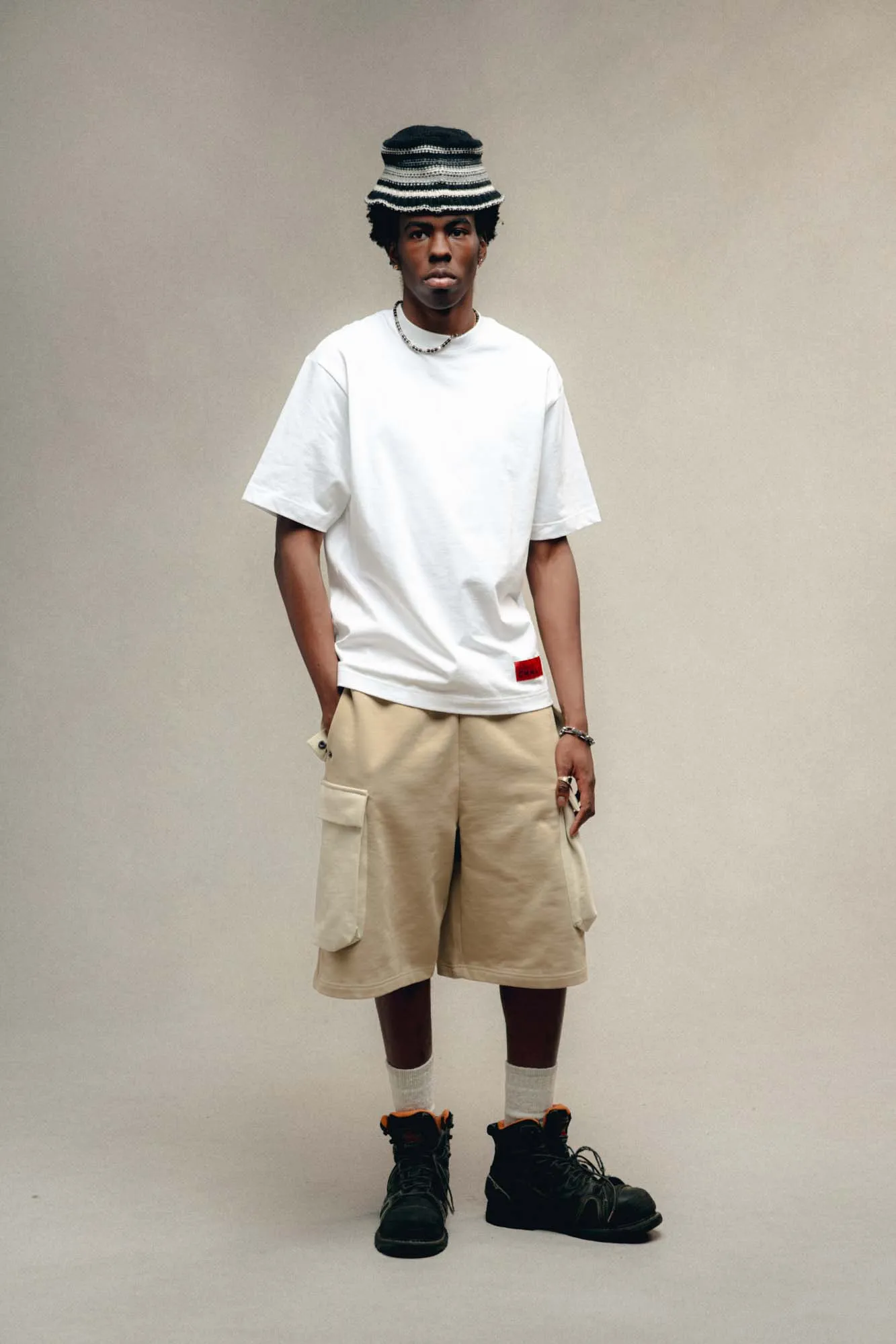 Colorblocked Cargo Shorts (Sand)