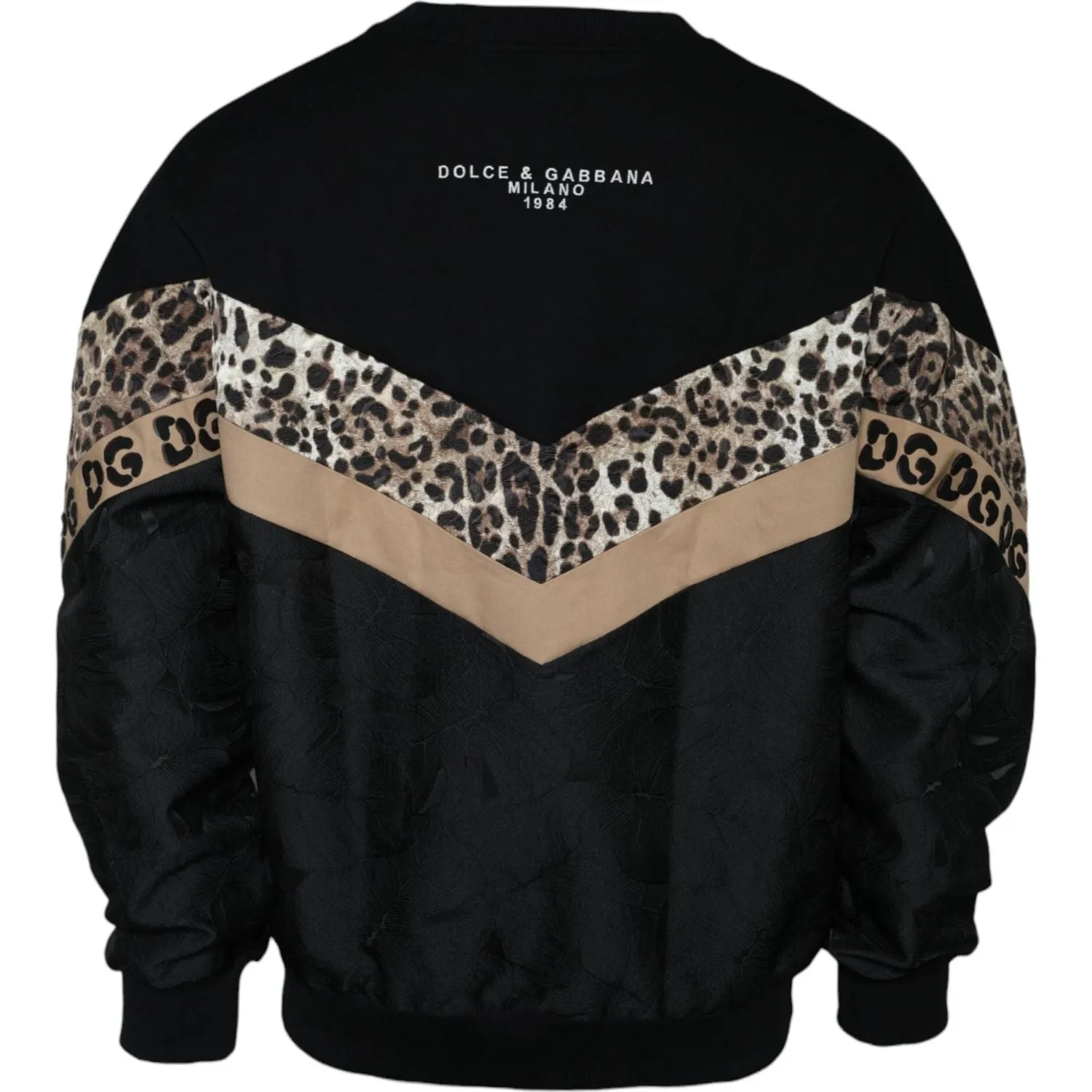 Dolce & Gabbana Black Leopard Crew Neck Sweatshirt Sweater