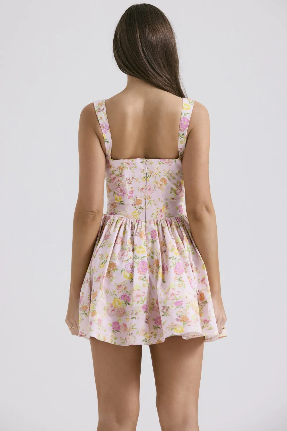 Floral Print Slim Fit Ballet-style Spaghetti Strap Mini Dress