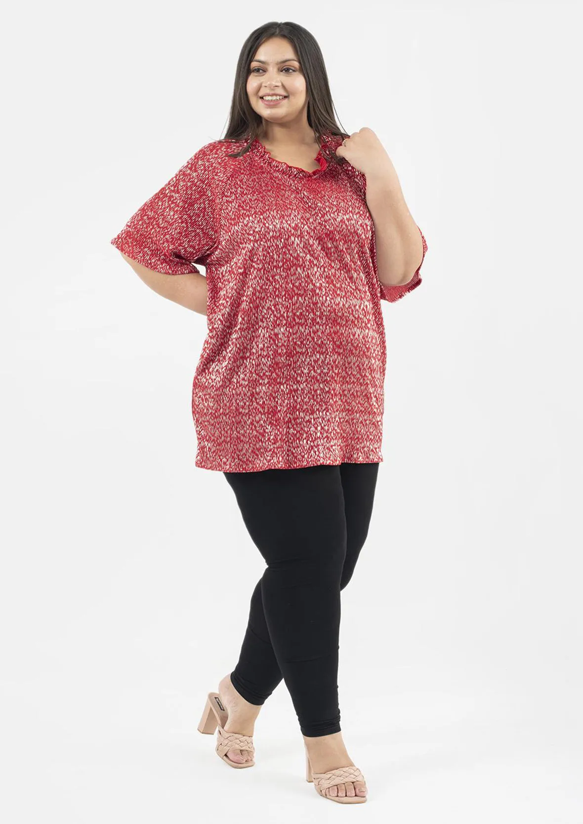 Foil Print Tunic Top