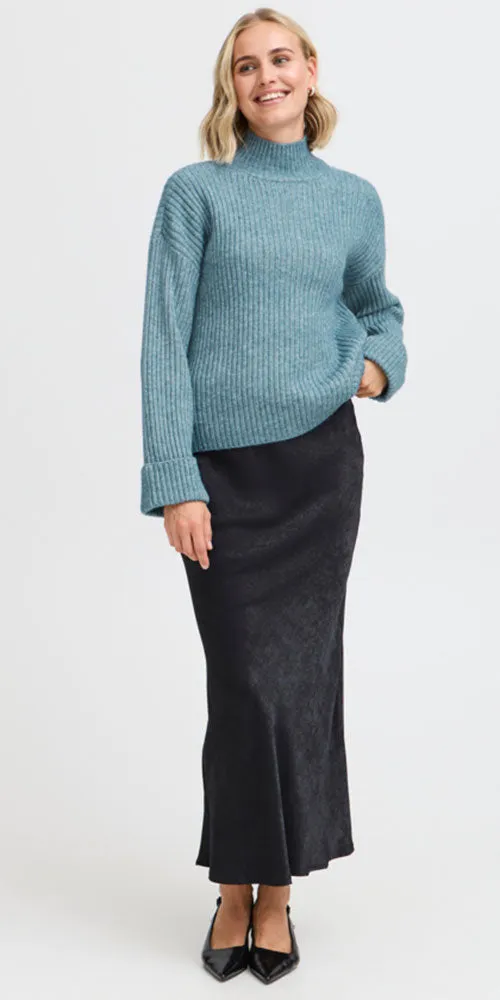 Fransa Ribbed Pullover, bluestone