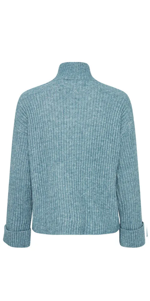 Fransa Ribbed Pullover, bluestone