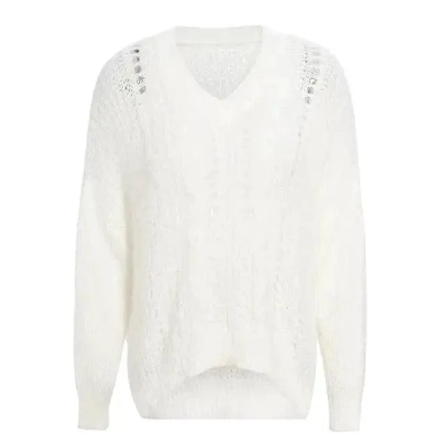 Hollow pullover sweater knit sweater