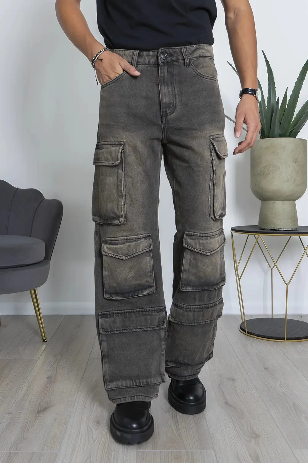 Jeans Uomo Cargo Baggy Con Tasche art. JS469