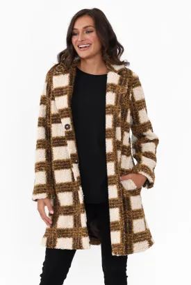 Jungle Caramel Check Coat