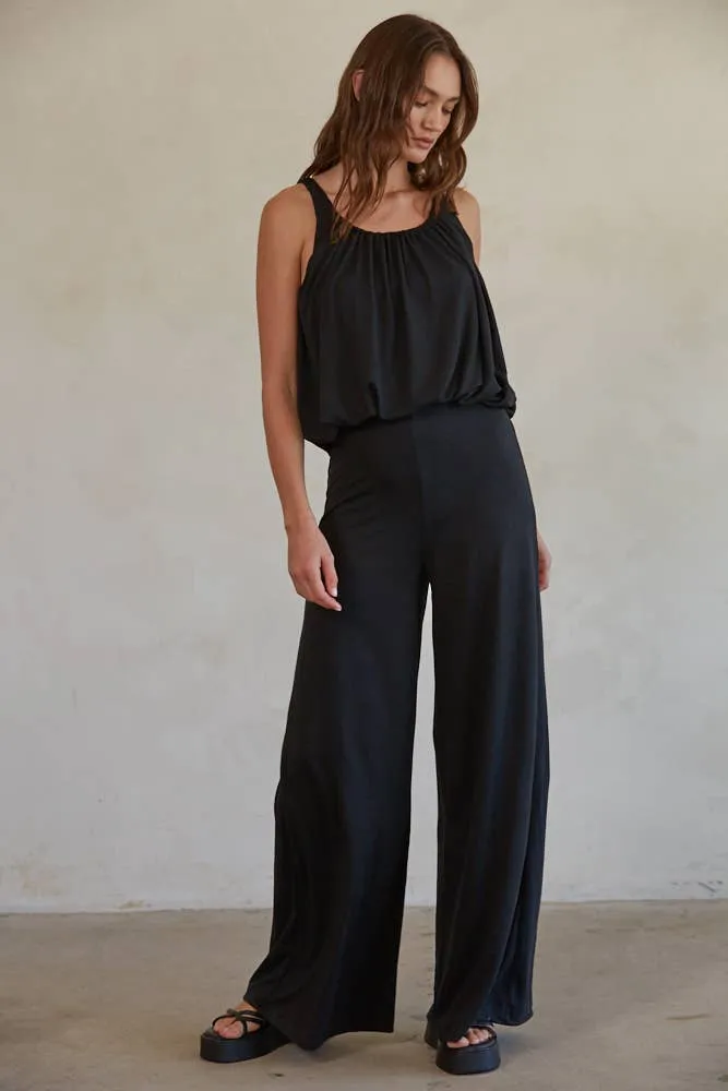 Knit Rayon Spandex Wide Leg Jumpsuit