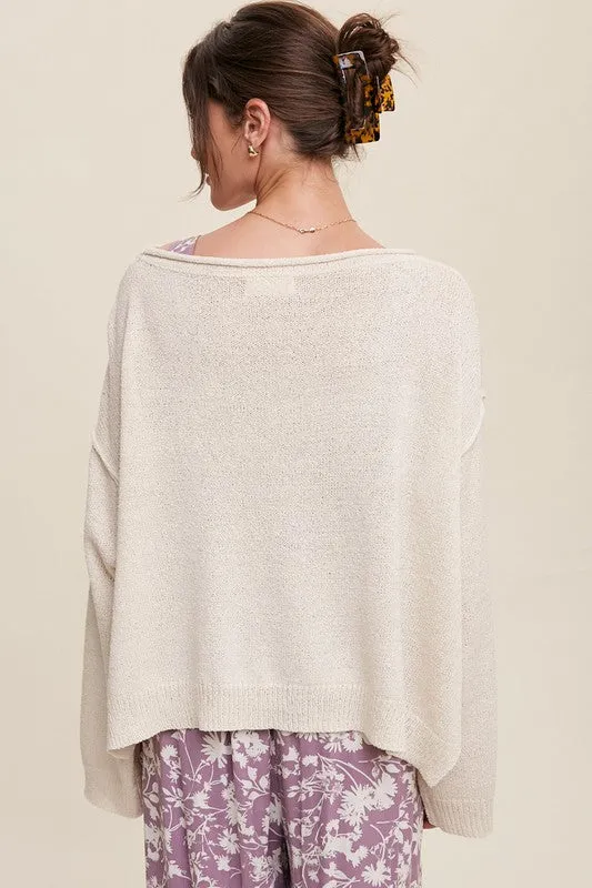 Light Weight Wide Neck Crop Pullover Knit Sweater // 3 Colors