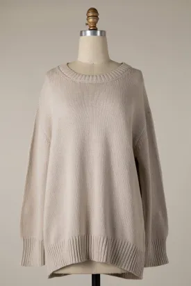 Lyla Cable Knit Ribbed Soft Pullover Sweater - Beige