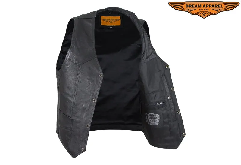 Mens Black Leather Vest