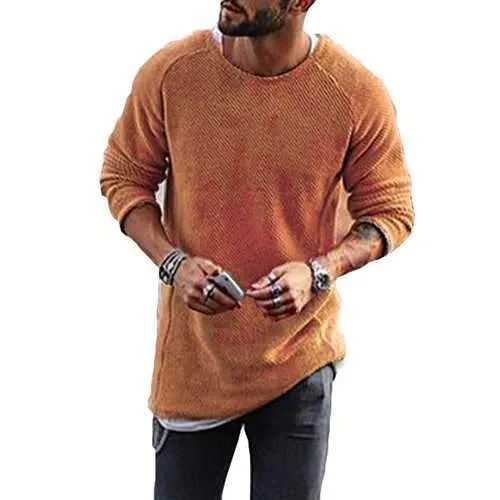 Mens Knit Solid Color Casual Sweater