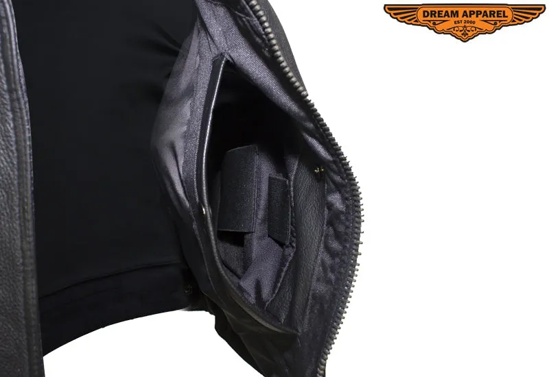 Mens Leather Vest With Over 10 Pockets