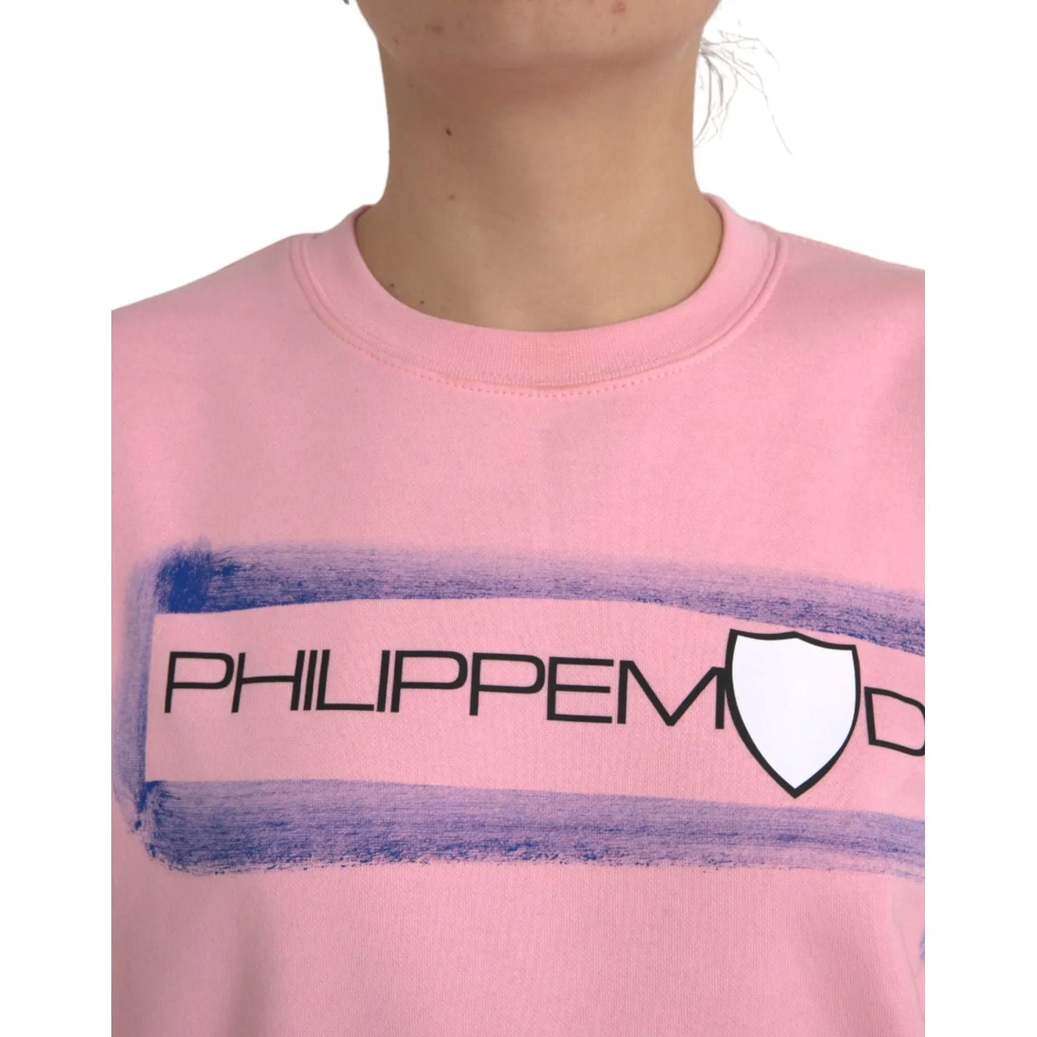 Philippe Model Pink Cotton Logo Print Long Sleeves Pullover Sweater