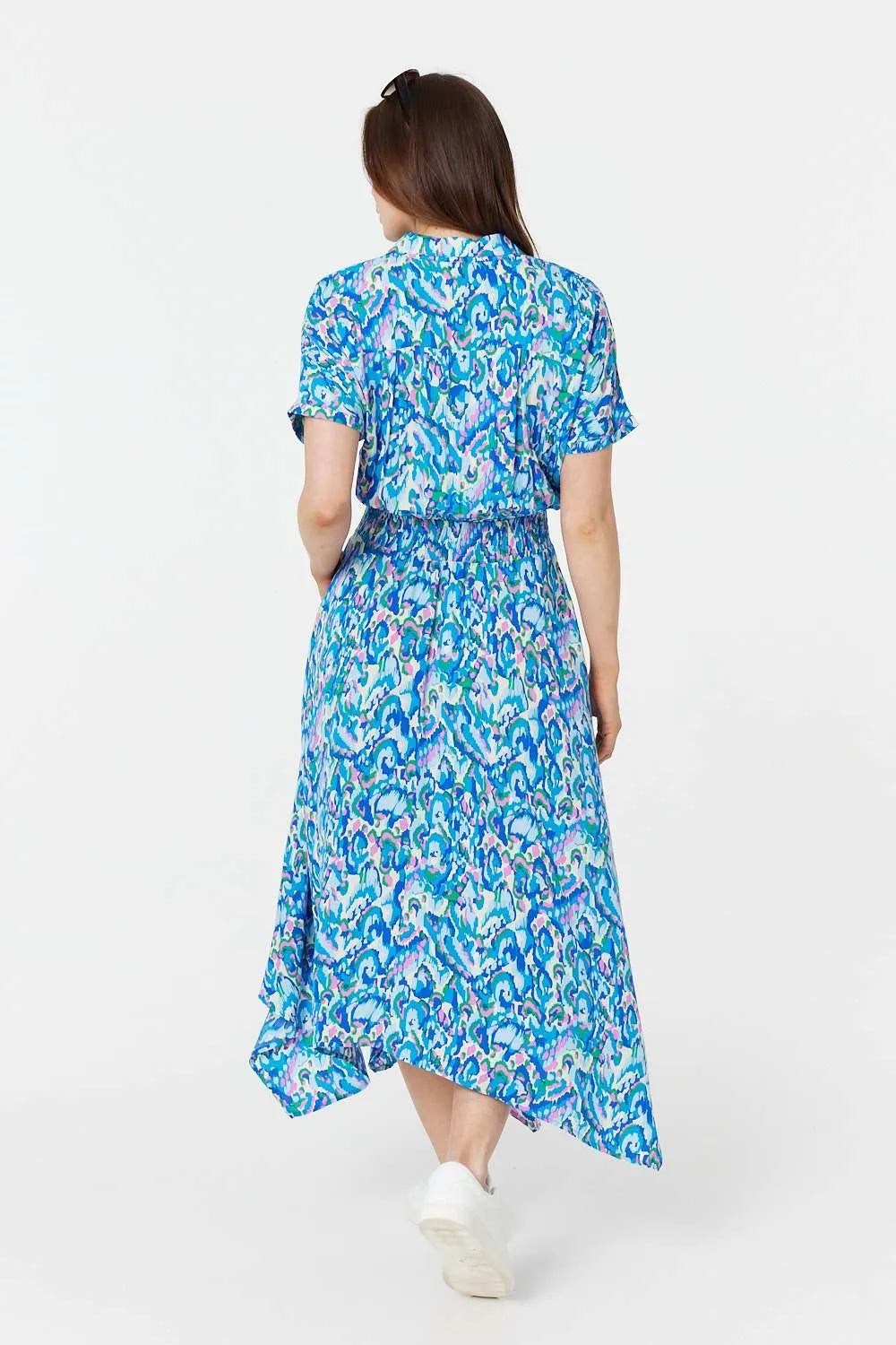 Printed Asymmetric Midi Dress