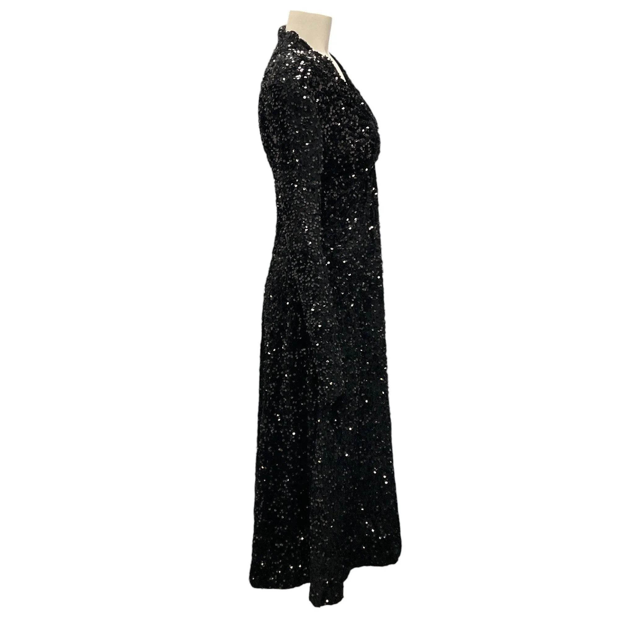 Richard Quinn Black Sequined Twist-Front Midi Dress