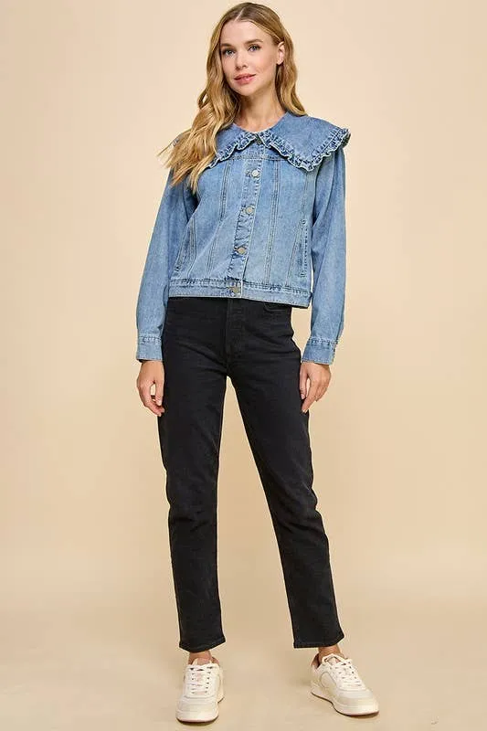 Ruffle Peter Pan Denim Jacket