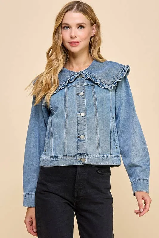 Ruffle Peter Pan Denim Jacket