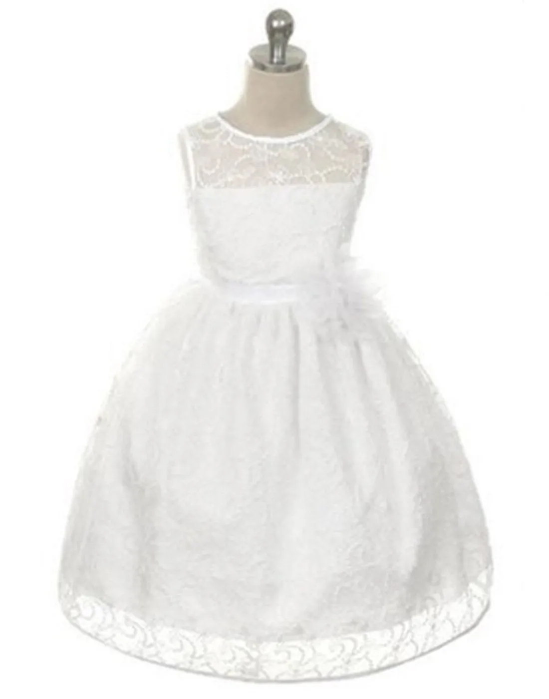 Satin Lining and Floral Overlay Lace Dress - White