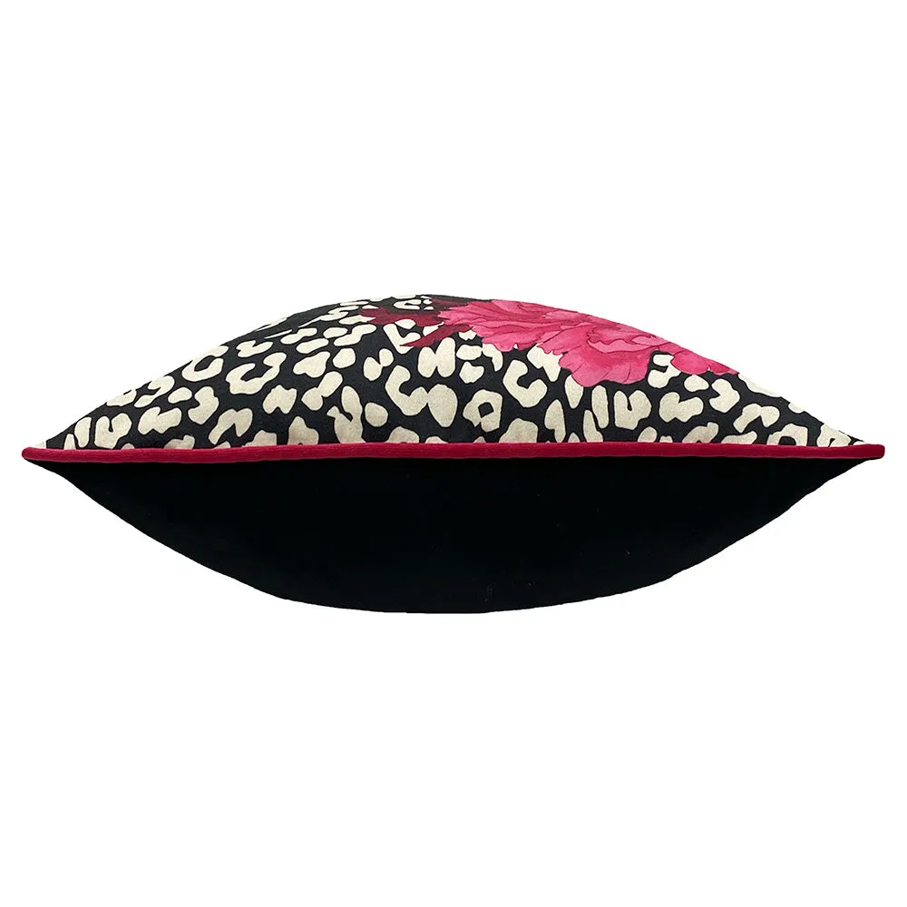 Serpentine Animal Print Cushion Black/Ruby