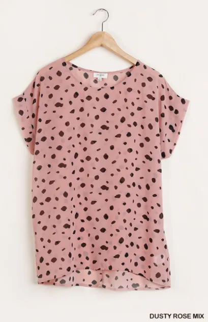 Sheer Dalmatian Print Short Sleeve Top