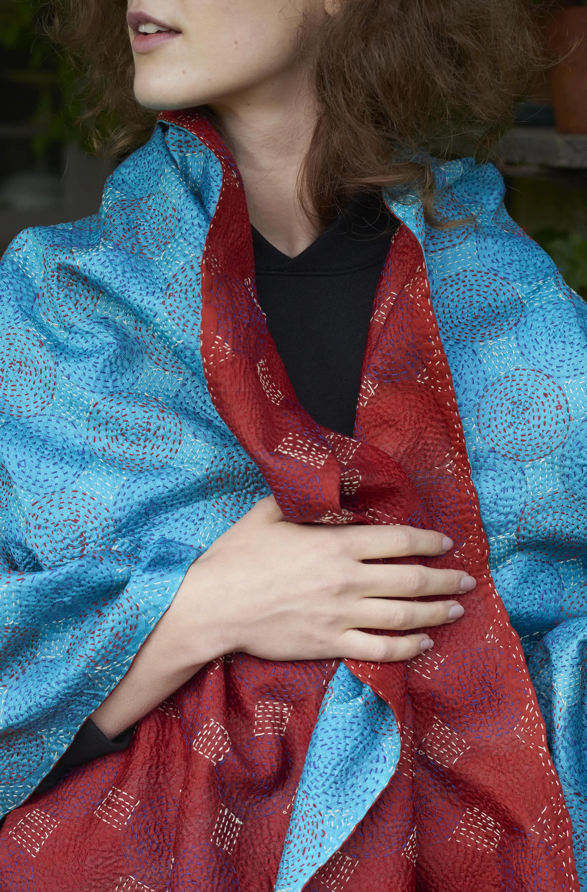 Silk Kantha Shawl | Ariel