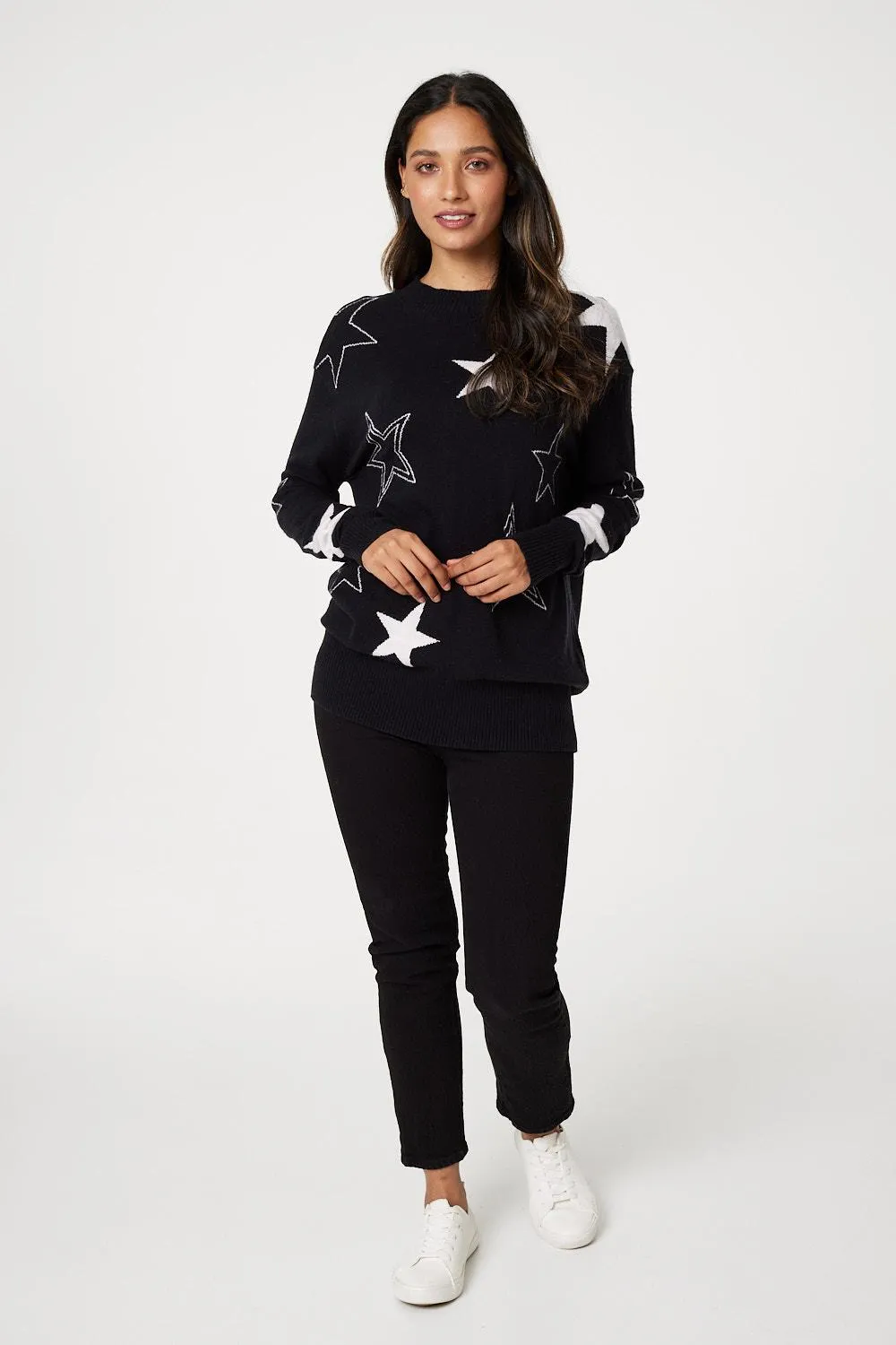 Star Print Relaxed Fit Knit Top