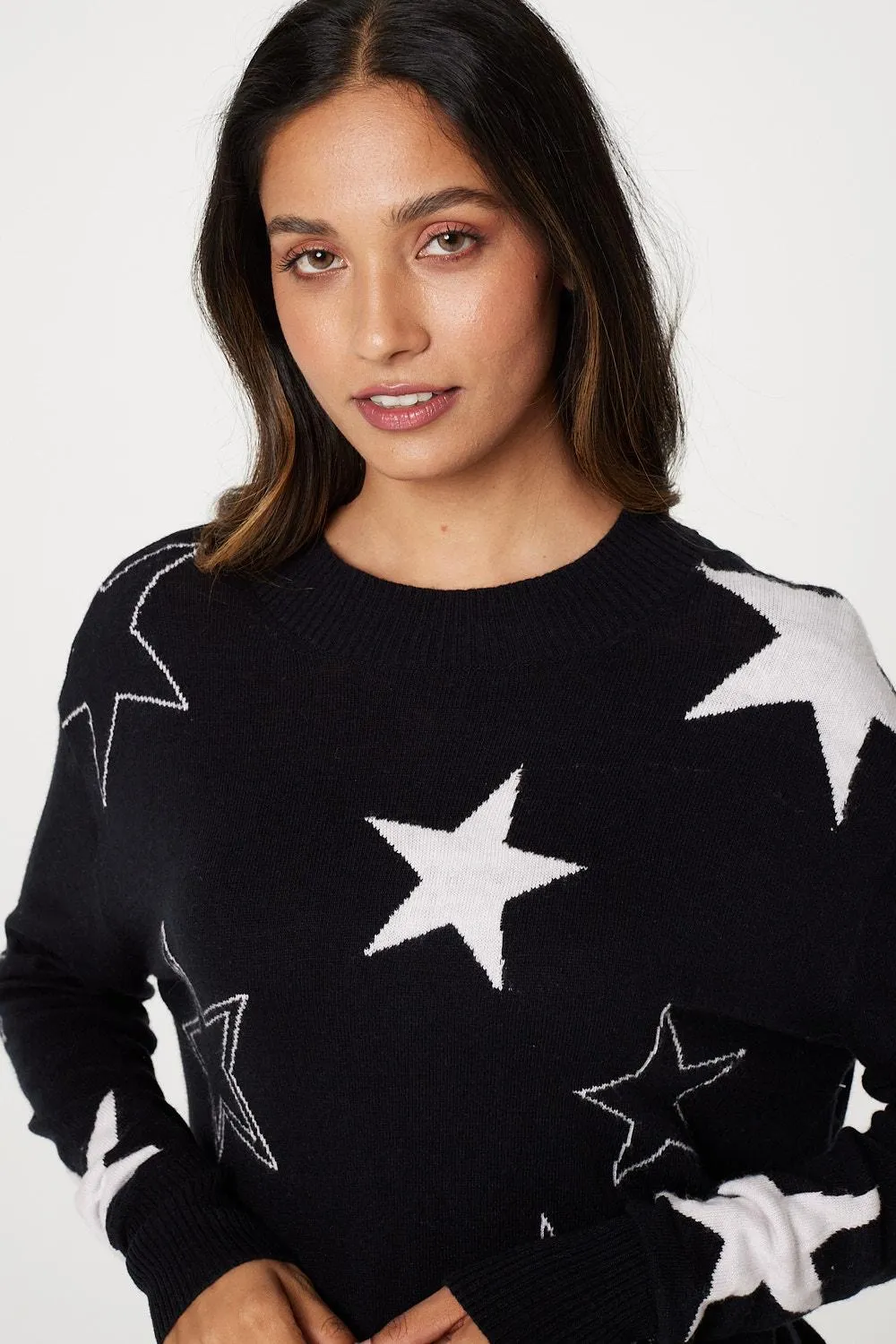 Star Print Relaxed Fit Knit Top