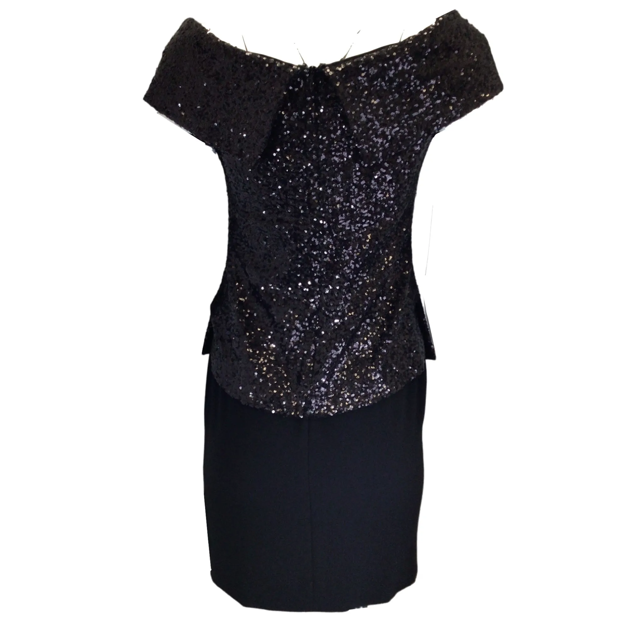 Tom and Linda Platt Black Sequined Crepe Dress