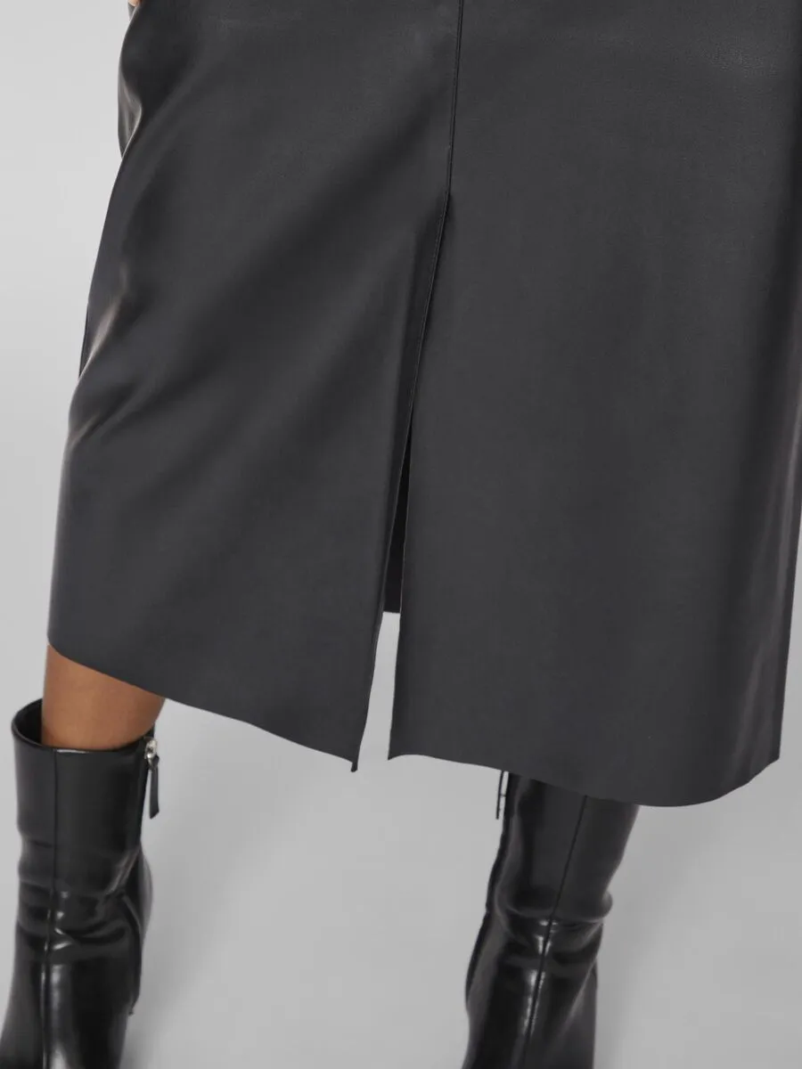 Vila Faux Leather Skirt in Black - Vielie