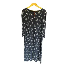 Vintage Navy And White Floral 3/4 Sleeved Dress UK 16