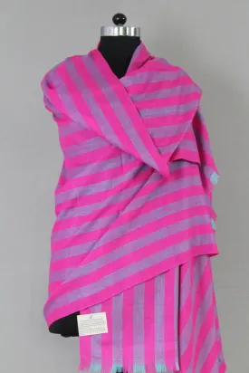 Wesley Magenta Strips Cashmere Shawl