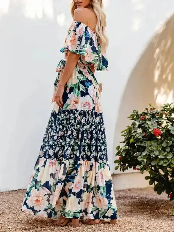 Women’s Embroidered Floral Off-the-shoulder Maxi Dress