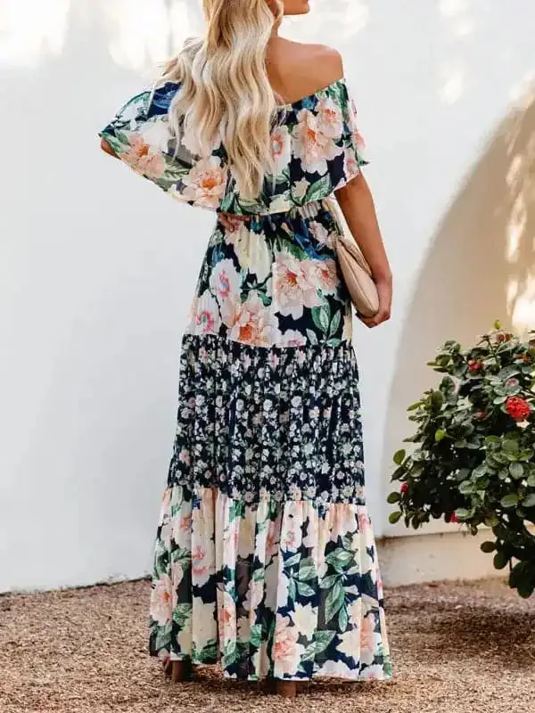 Women’s Embroidered Floral Off-the-shoulder Maxi Dress