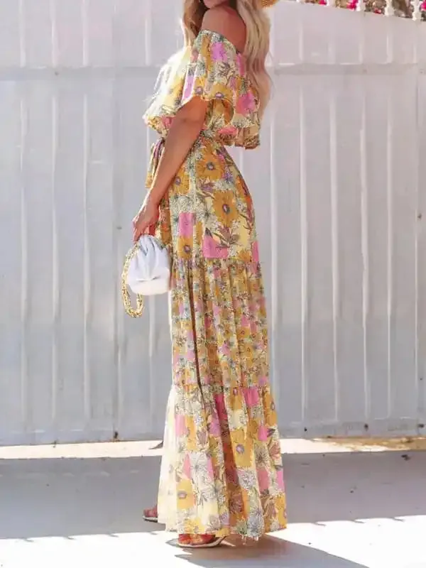 Women’s Embroidered Floral Off-the-shoulder Maxi Dress